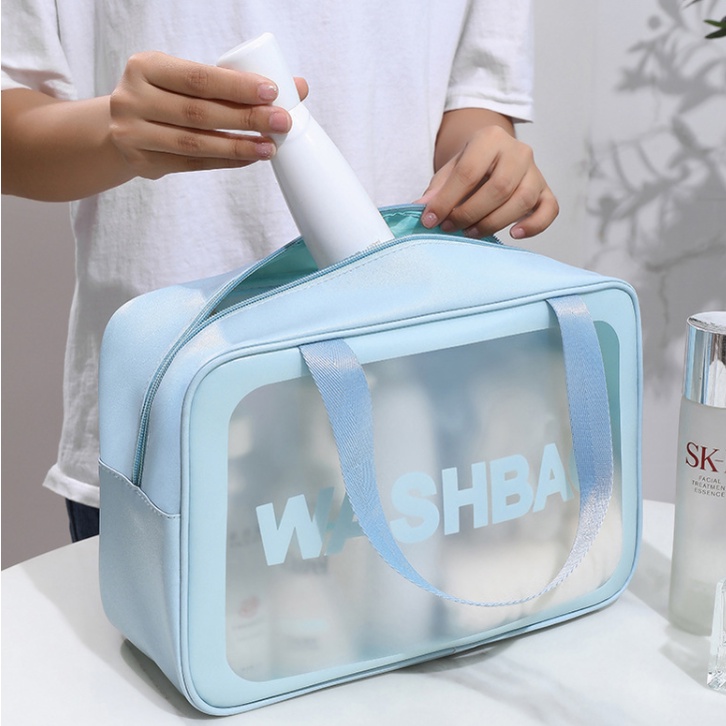 [Giá Siêu Rẻ] Túi Đựng Mỹ Phẩm WASHBAG Chống Nước Da Pu Nhựa PVC Trong Suốt