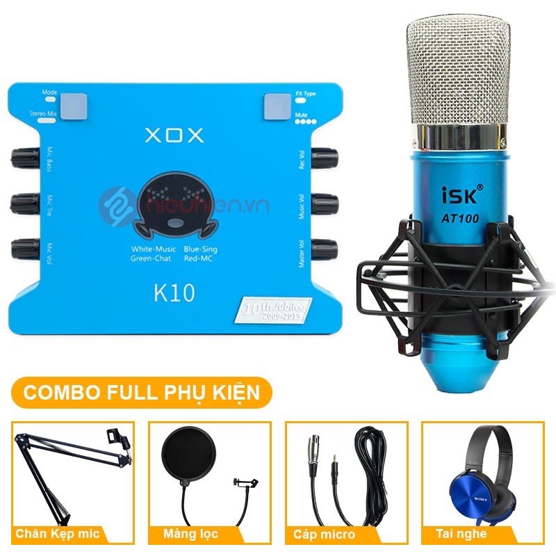 Chọn Bộ combo thu âm ISK AT100-k10 2002 mới nhất tặng tai ốp bh 1 năm