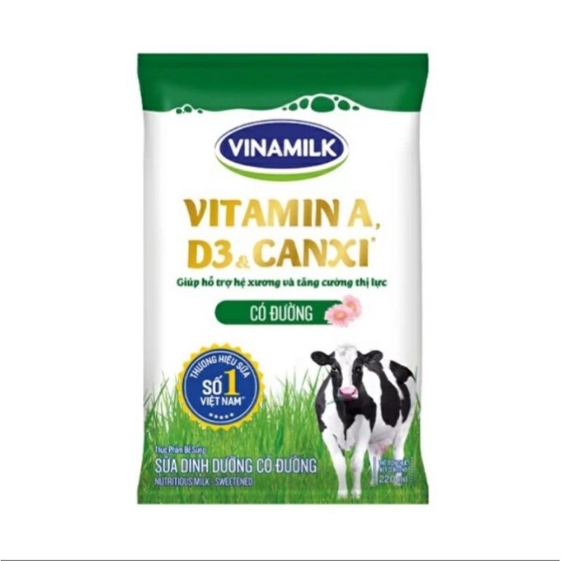 Sữa  bịch không đường Vinamilk A&D3 220ml