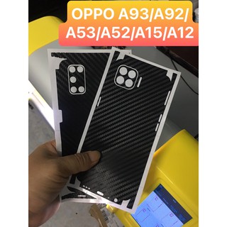 Dán Skin carbon 3D full viền OPPO A93 / A92 / A53 / A52 / A15 / A15s / A12 Chống trầy xước, chống bám vân tay