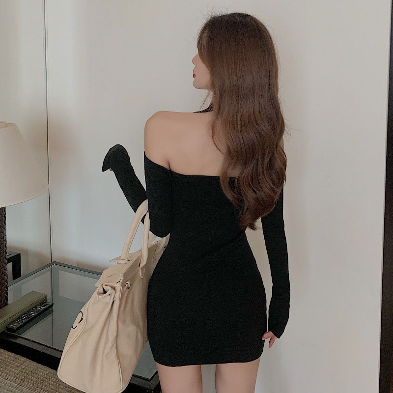 Váy Body Hở Vai MIMILA Sang Chảnh Cho Nữ, Đầm Cổ Yếm Hở Lưng Siêu Tôn Dáng Chất Dày Đẹp Mềm Mại - MBD049
