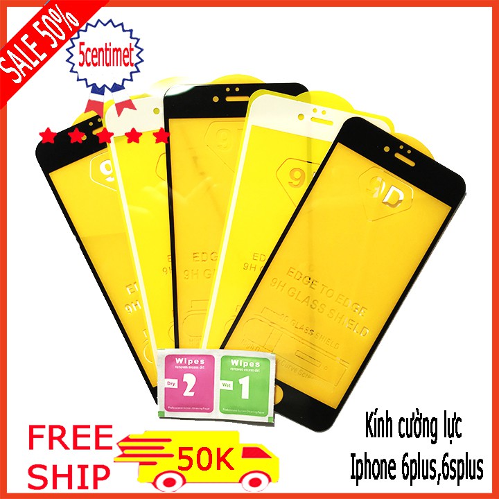 Kính cường lực Full màn Iphone 6/6s/6plus/6splus/7/7s/8/7plus/8plus (Tặng kèm mỗi kính 1 bộ giấy lau kính ) hanoi_case