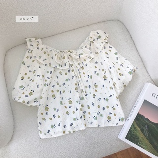 Áo kiểu nữ- áo cổ bèo nhiennhienvintage BA164