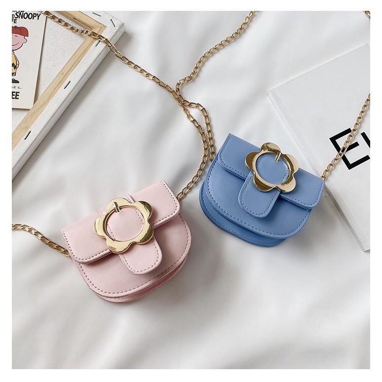 Túi Đeo Chéo MiNi Phối Khoen Hoa Dễ Thương Xinh Xắn Cho Bé Gái