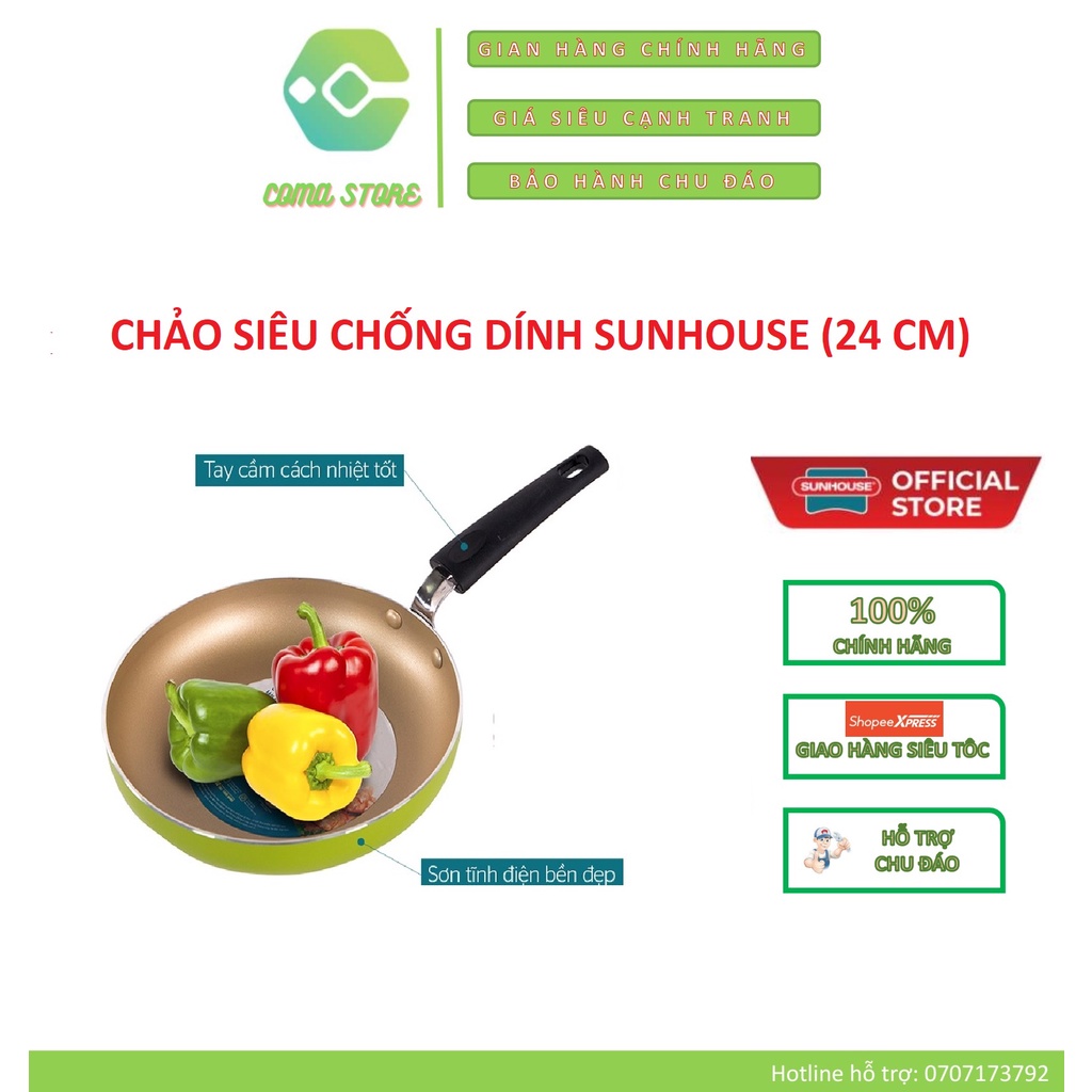 SIZE 24CM - CHẢO SIÊU CHỐNG DÍNH SUNHOUSE (24 CM) – HÀNG CHÍNH HÃNG