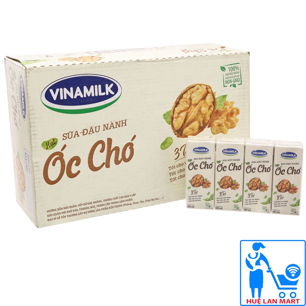 [CHÍNH HÃNG] Sữa Đậu Nành Hạt Óc Chó Vinamilk Thùng 48 Hộp x 180ml