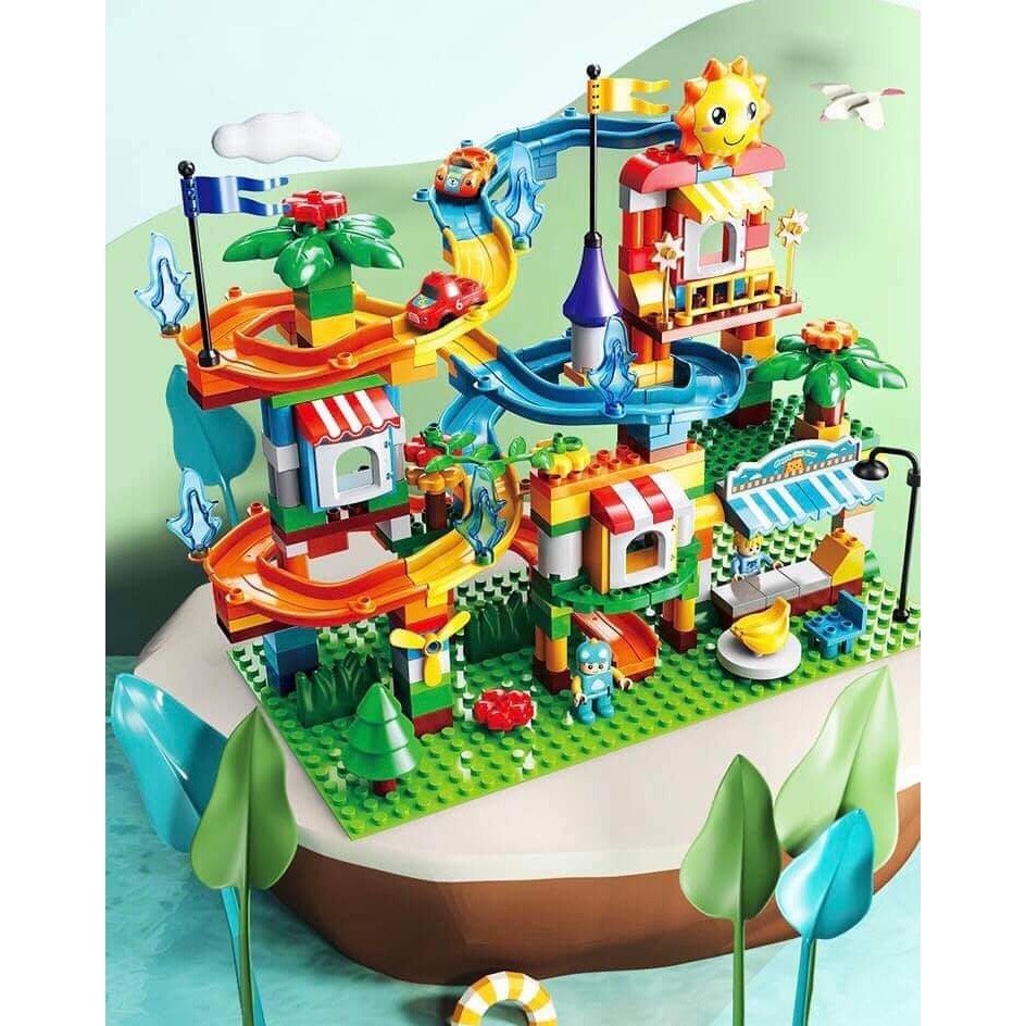 Bộ lego cầu trượt Mặt trời 207 chi tiết size duple kèm ĐẾ [HÀNG SẴN - GIAO NGAY]