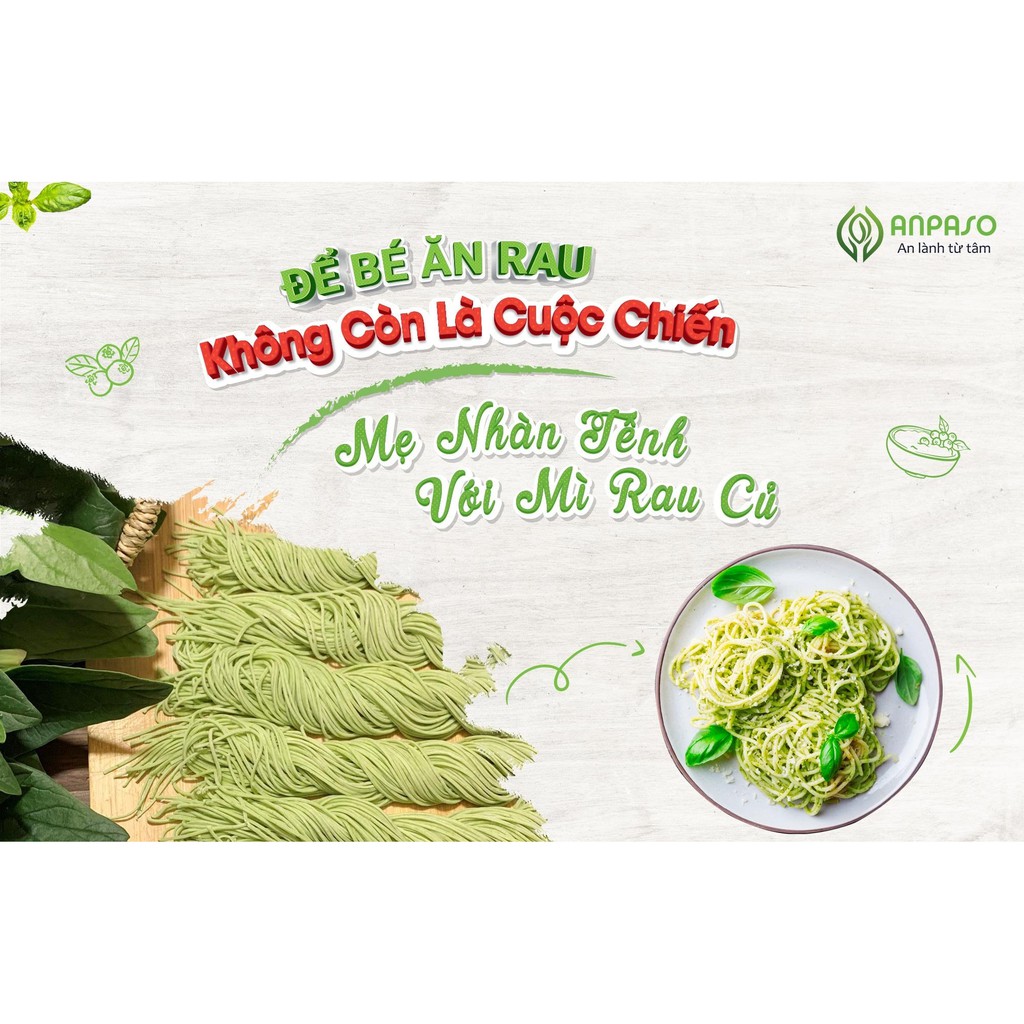 Mì Rau Organic Mầm Lúa Mạch Hữu Cơ Anpaso, Eat clean, Giảm Cân, ăn chay, ăn kiêng, không chiên nóng 120g | BigBuy360 - bigbuy360.vn