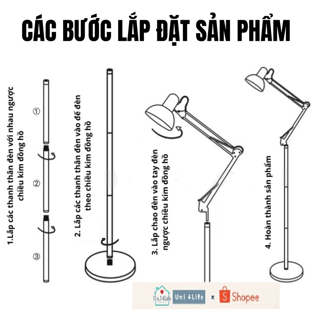 Đèn cây đứng POCO Bóng đèn Rạng Đông 7w đổi màu 3 chế độ ánh sáng Trắng, Vàng, Trung Tính phù hợp cho mọi không gian