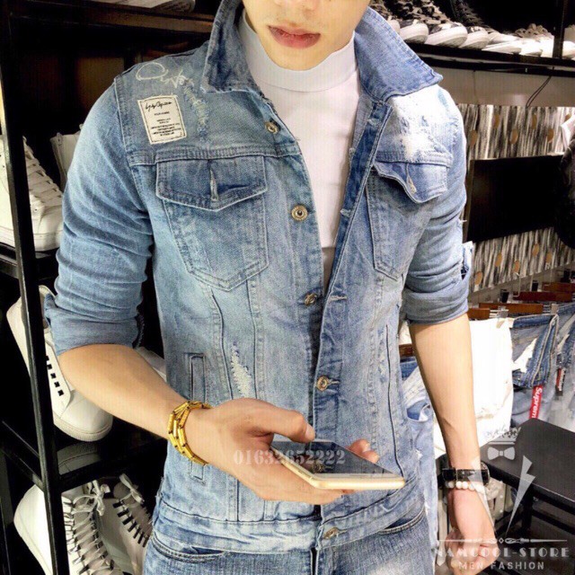 Áo khoác Jean Nam Cao Cấp form body Mới nhiều mẫu đẹp Chiwawa shop