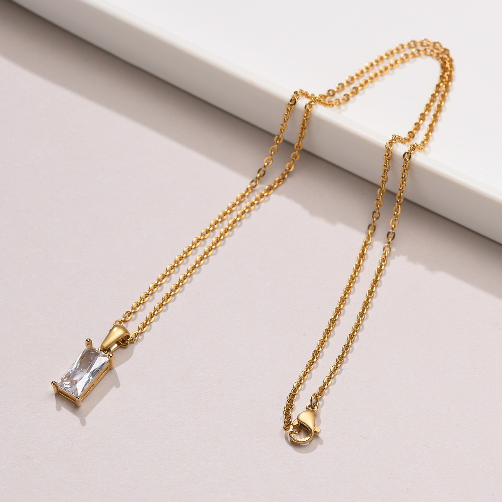 Vnox Vòng cổ Mạ Vàng 20&quot; Đính Đá Zircon