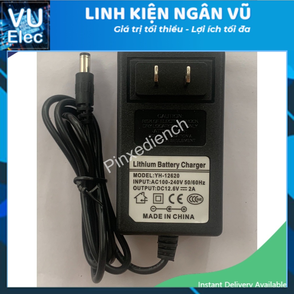 Sạc 3S 12.6V 2A vuông, chuyên sạc pin Li-ion 10.8V-12V, có đèn báo đầy