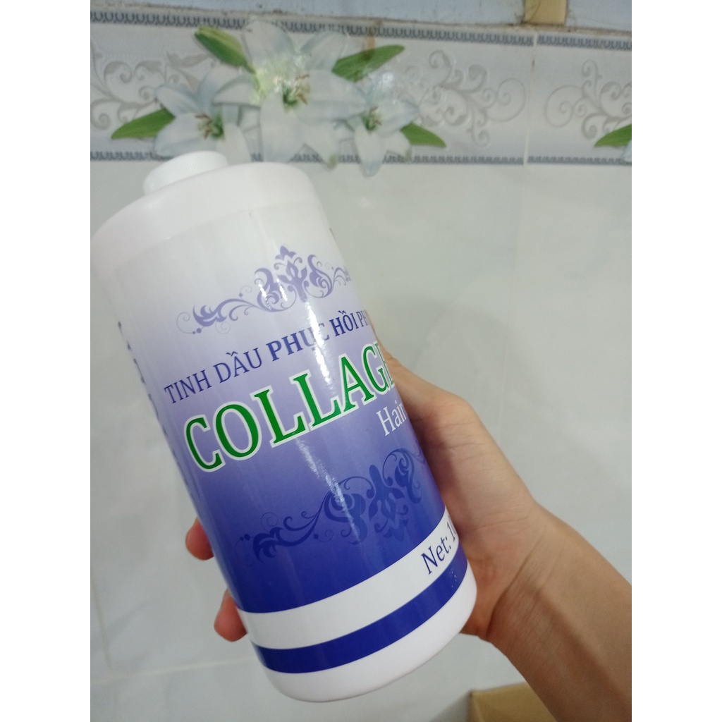 1000ml Tinh dầu phục hồi phủ lụa Collagen hair sili chai xanh