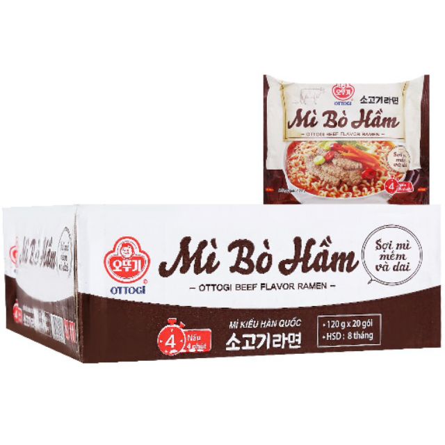 1 thùng mì bò hầm kiểu Hàn 120g*20gói
