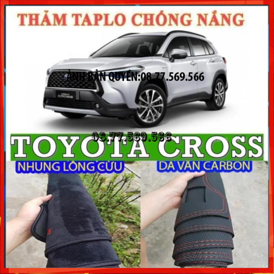 THAM TAPLO DA VÂN GỖ XE TOYOTA COROLA CROSS THẢM LÓT TAPLO 3 LỚP CHỐNG NÓNG XE HƠI Ô TÔ NHUNG LÔNG DA CARBON BH 12TH