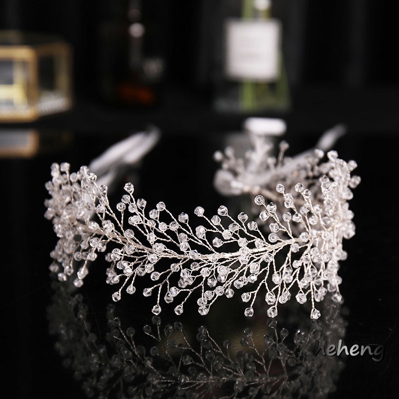 Băng Đô Cài Tóc Hình Vương Miện Đính Đá Lấp Lánh Sang Trọng Cho Cô Dâu