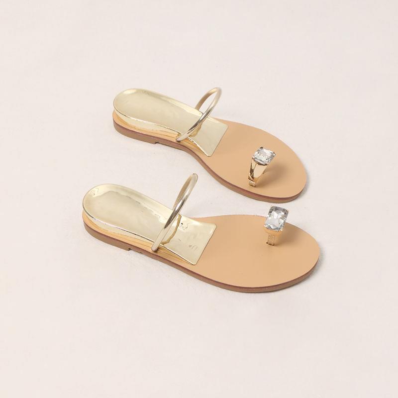 Dép Sandal Đế Bằng Đính Đá Thời Trang Mùa Hè 2022 Dành Cho Nữ