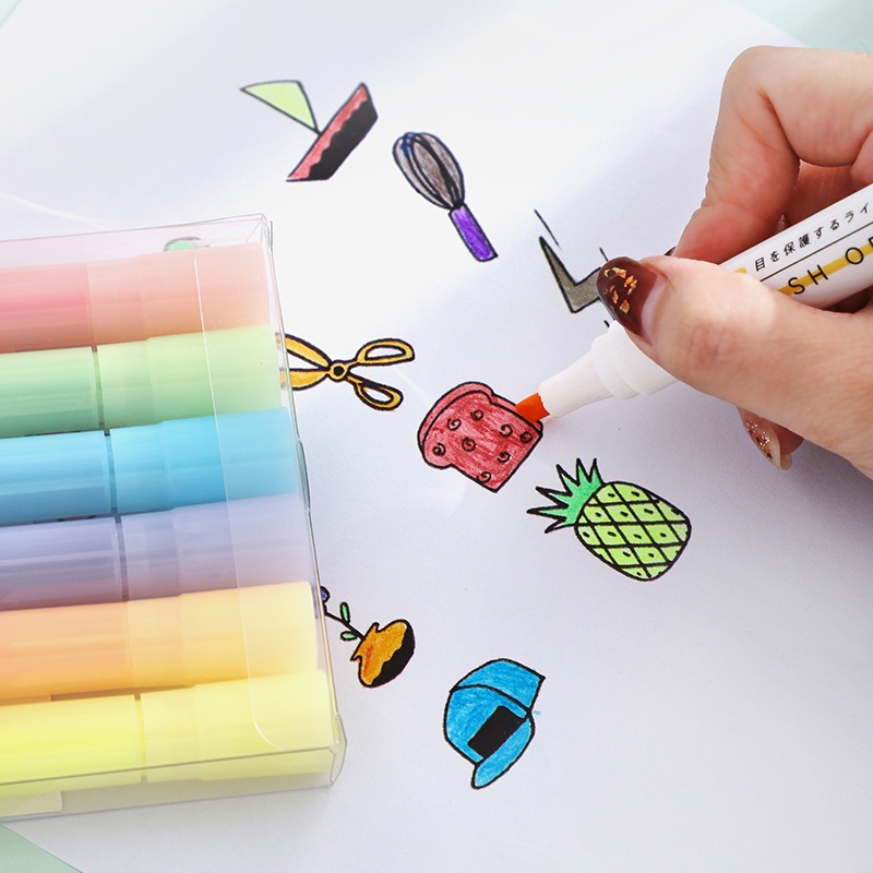 Set 6 cây bút highlight chất liệu nhựa tiện dụng