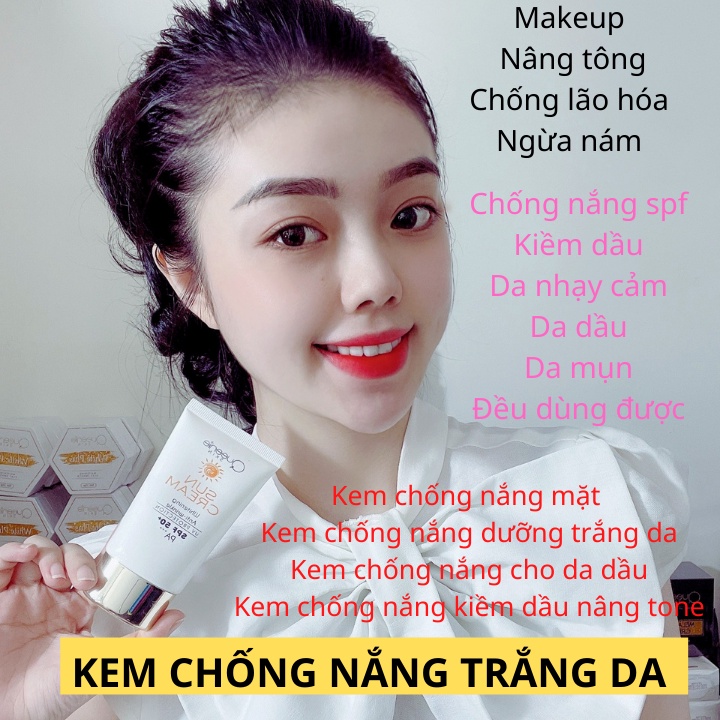 Kem Chống Nắng Dưỡng Trắng Da Mặt Cho Da Nhạy Cảm Da Dầu Da Mụn Queenieskin Spf50 Trắng Da Kiềm Dầu Nâng Tone