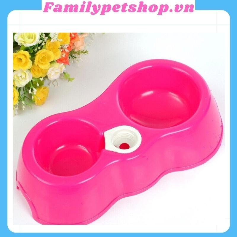 Bát ăn cho chó mèo bát nhựa đôi có gắn bình nước tự độngfamilypetshop.vn