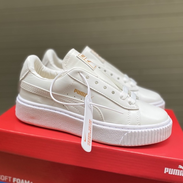 Puma trắng full chuẩn 11 [FULL BOX+BILL], da dày dặn, đế cao, bền, êm chân, lên chân cực đẹp.