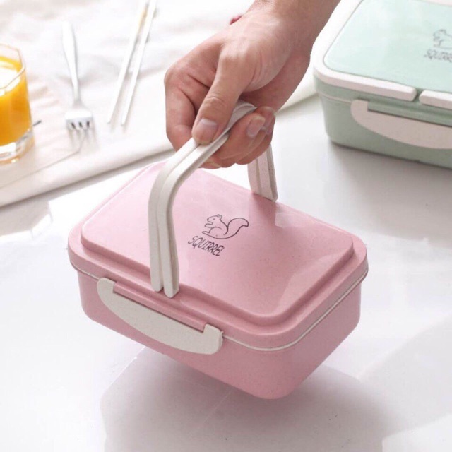 Hộp cơm lúa mạch + tặng kèm thìa và đũa
