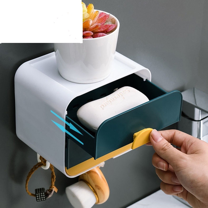 Kệ đựng xà phòng có móc treo đồ tiện dụng