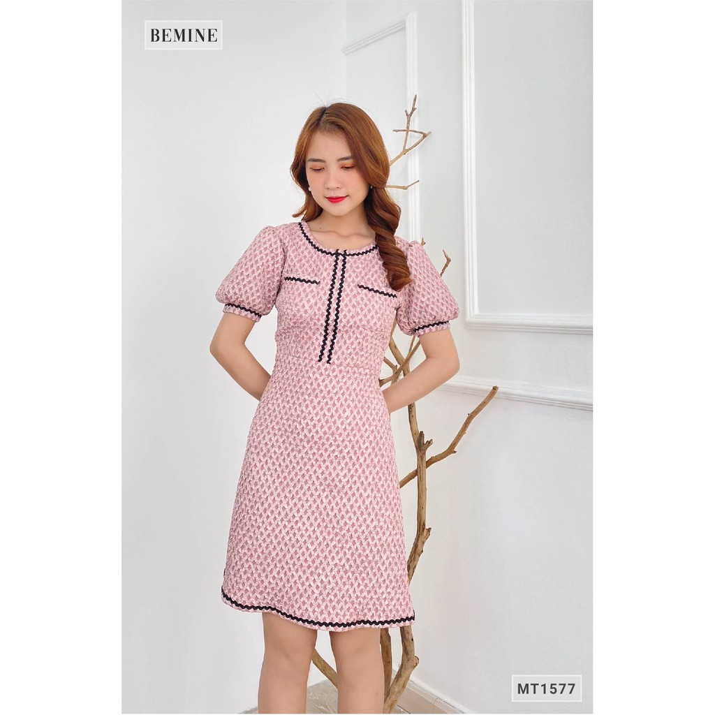 [Mã WABRWA15 giảm 15% đơn 300K] Đầm tapta 2 túi ngực chạy ren BEMINE MT1577HONG | BigBuy360 - bigbuy360.vn