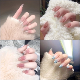 [Hàng mới về] Set 24 móng tay giả màu hồng ngọt ngào xinh xắn làm đẹp cho nữ