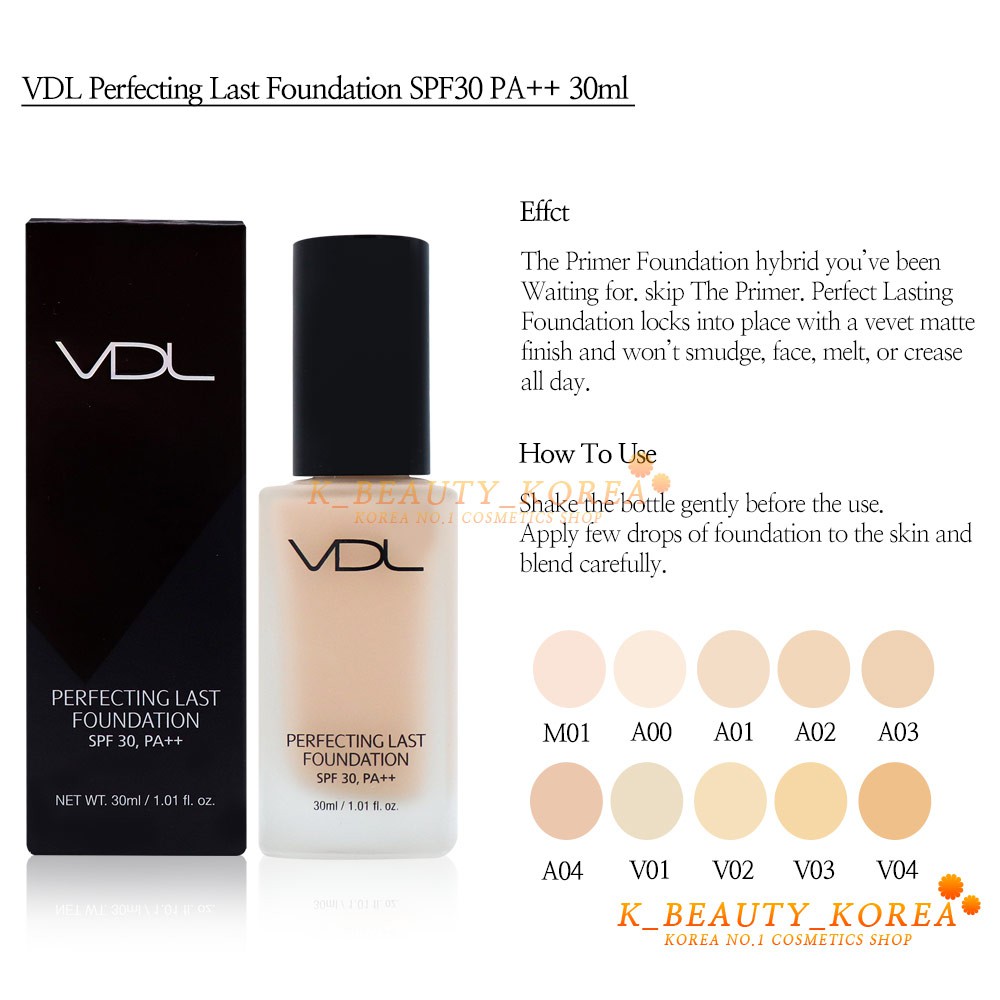 VDL Perfecting Foundation Kem Nền Lâu Trôi Hoàn Hảo Với Chỉ Số SPF30 PA++ 30ml