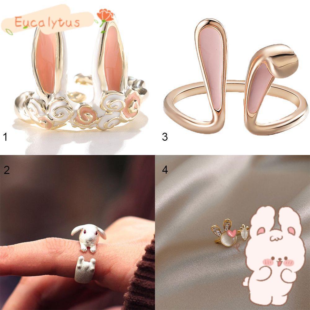 ✿Eutus✿ Nhẫn Hở Hình Tai Thỏ Dễ Thương Có Thể Điều Chỉnh Cho Nữ