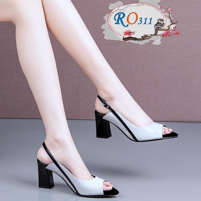 Giày sandanl hở mũi - Quai giày viền - Gót cao chuẩn 7cm #RO311