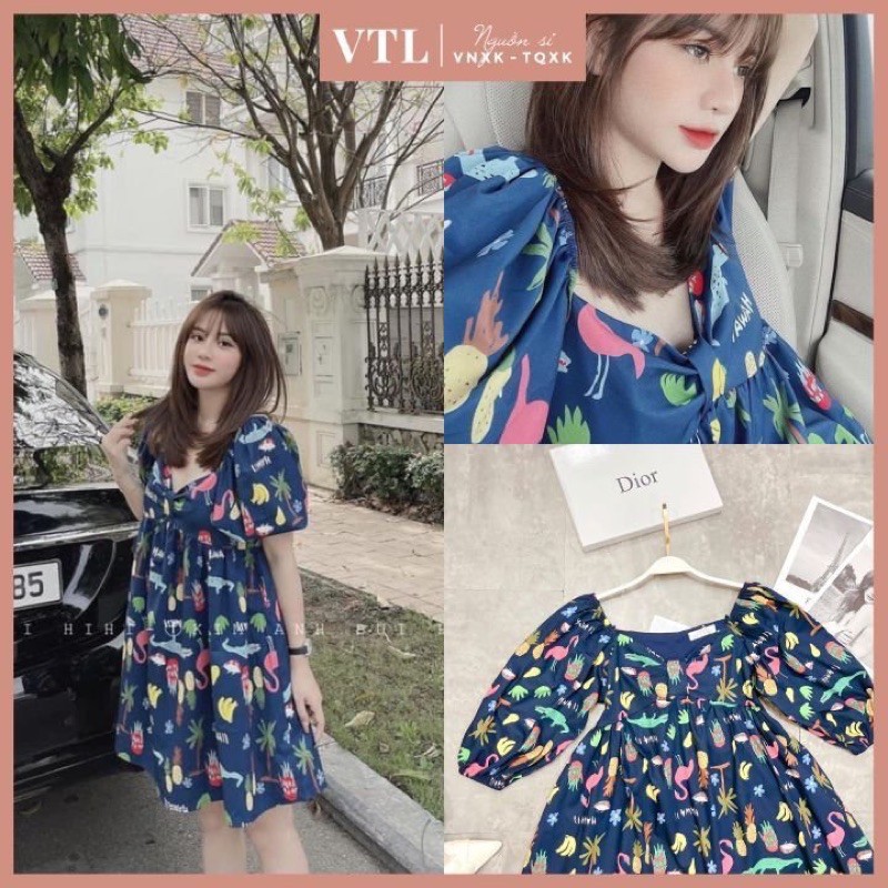VÁY BABYDOLL KHỦNG LONG XANH ĐÁNG YÊU