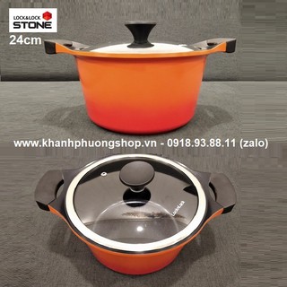 nồi đá lock&lock - nồi đá màu cam (trầy nhẹ)