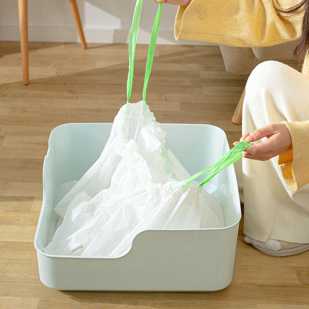 Túi Đựng Rác Dày Dặn Chống Rò Rỉ Có Dây Rút Thay Thế Tiện Dụng Cho Mèo Cưng