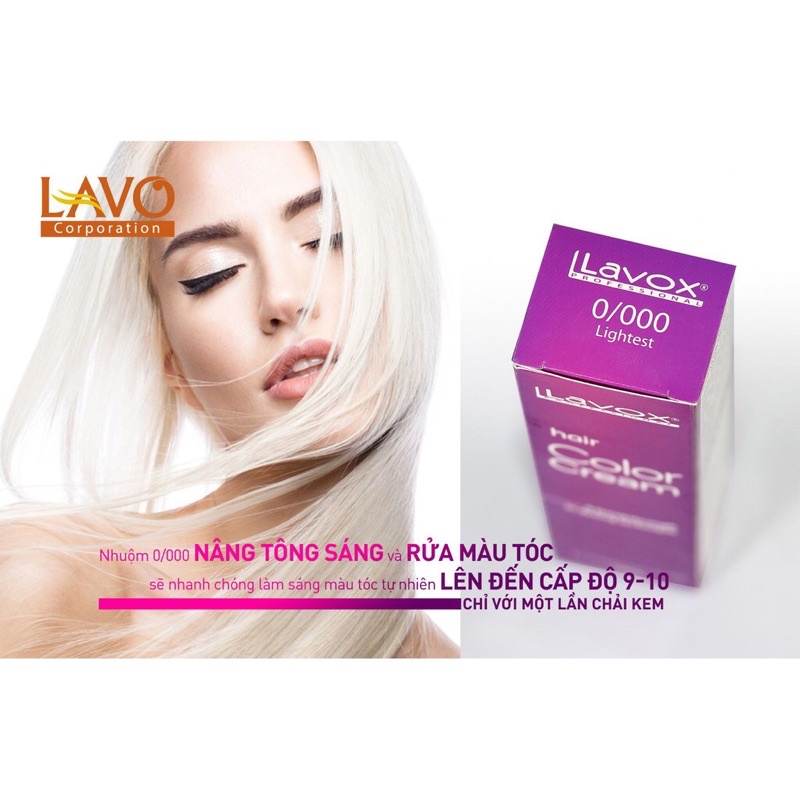 Nhuộm nâng tông LACEI / LAVOX- Nhuộm rửa màu tóc LACEI / LAVOX - Nhuộm 0000 - Hàng chuẩn