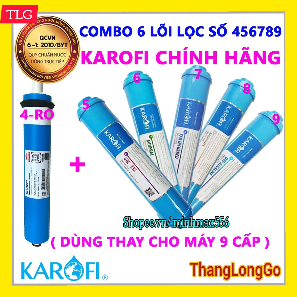 COMBO 6 LÕI LỌC NƯỚC KAROFI SỐ4-5-6-7-8-9 | BỘ 6 LÕI KHOÁNG KAROFI