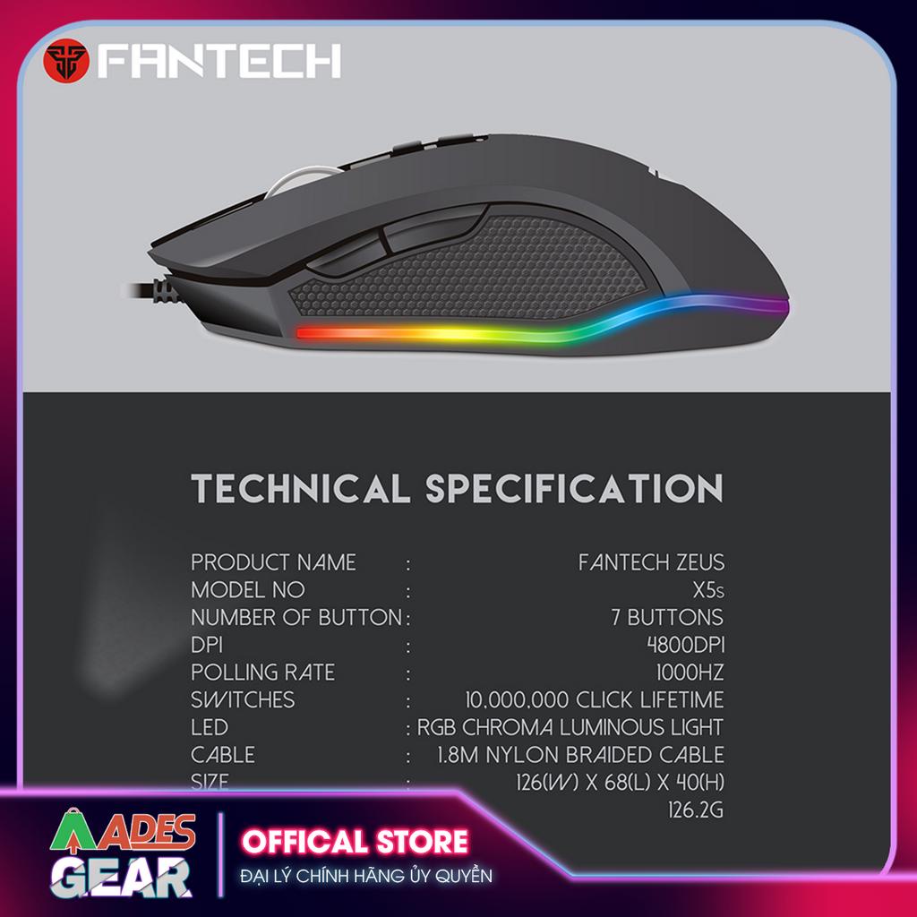 ✔️ Chuột Gaming Fantech ZEUS X5S ✔️ LED Chroma + phần mềm riêng ✔️ BẢO HÀNH 12 THÁNG