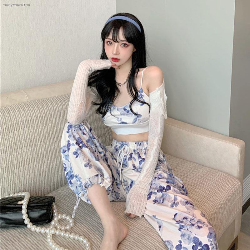 Set áo hai dây in hoa + quần dài lưng thun thời trang mùa hè phong cách phương Tây mới cho nữ
 | BigBuy360 - bigbuy360.vn