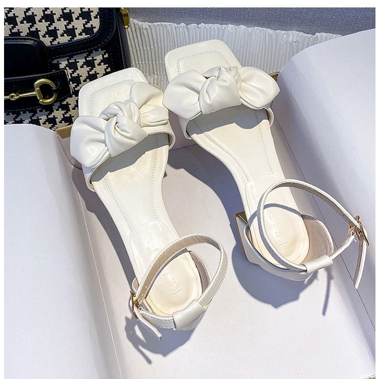 Giày Nữ Cao Gót Đế Vuông 7P Đính Nơ Xinh (kèm hình thật) K5