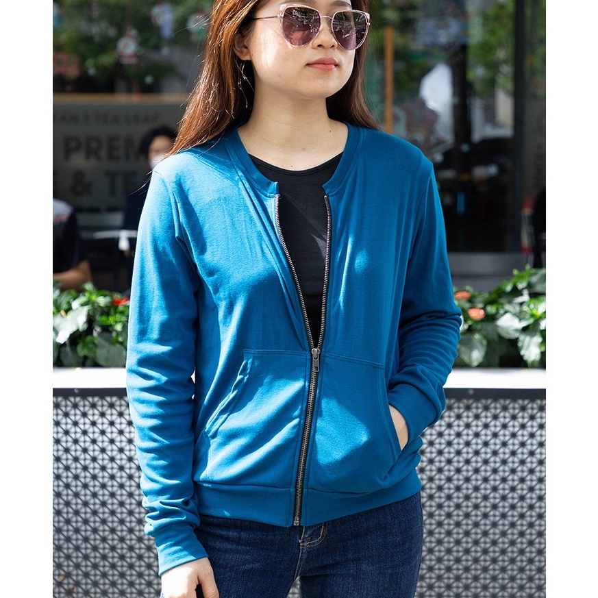 Áo khoác nữ không mũ màu Xanh dương TOLI, chất cotton 4 chiều mềm mịn, co dãn, form suông cơ bản [NHIỀU MÀU]