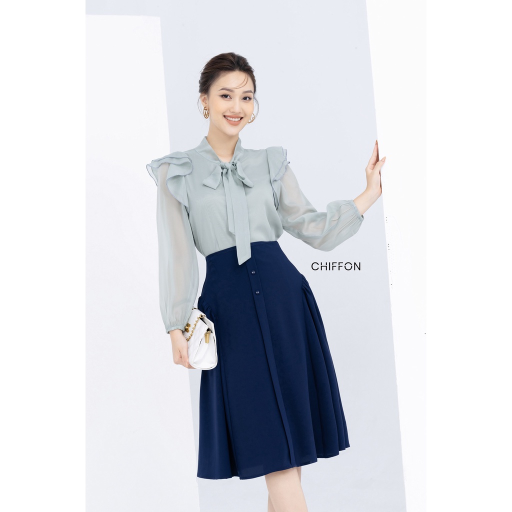 Chân váy xòe nhún hông thiết kế Chiffon