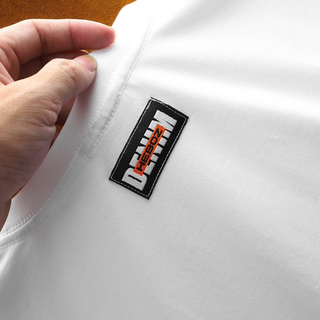 Áo thun nam cổ tròn in chữ denim HEBOZ 3M, chất vải cotton 4 chiều cao cấp - 00001200