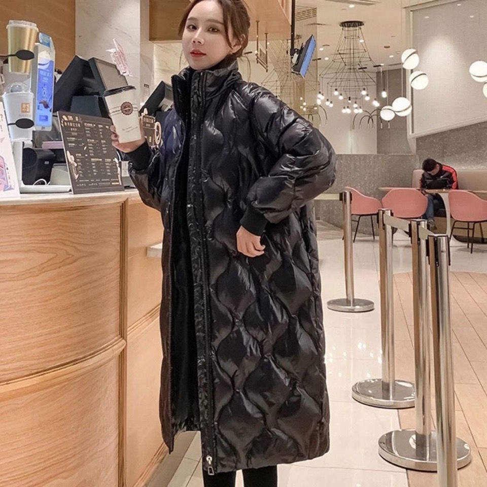 Được Khuyến Nghị!Áo Khoác Phao Đệm Cổ Đứng Dáng Dài Qua Gối Cỡ Nhỏ Phong Cách Hàn Quốc Thời Trang Mùa Đông Cho Nữ