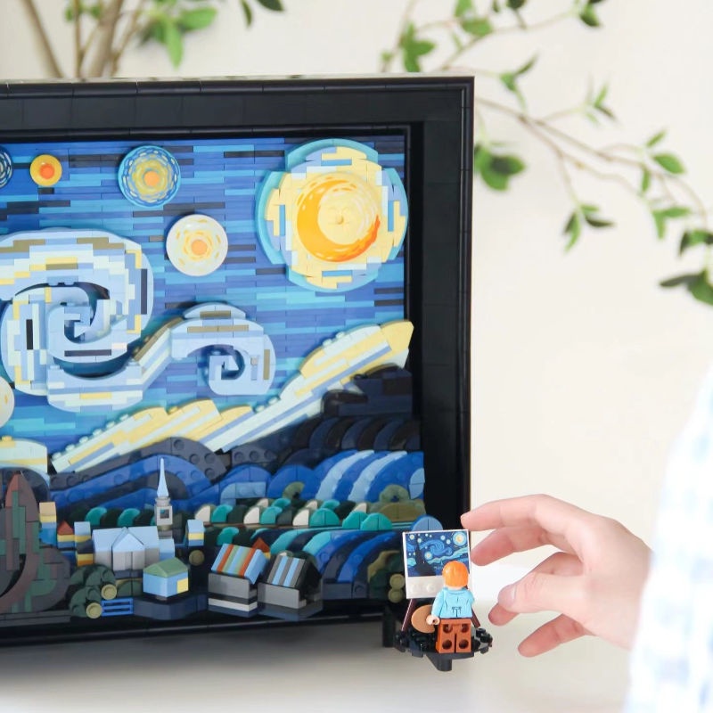 Đồ chơi giáo dục Lắp ráp Mô hình 21033 Night Bức Tranh Đêm Đầy Sao Vincent van Gogh The Starry Night