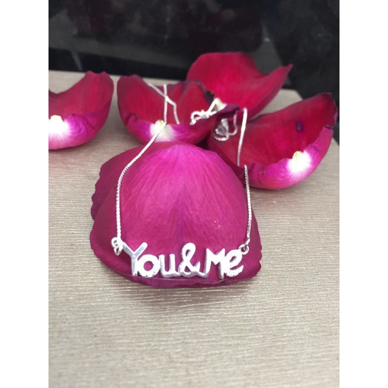 Dây chuyền liền mặt pha Lê đôi bạc thật và dây nhuyễn You&amp;Me