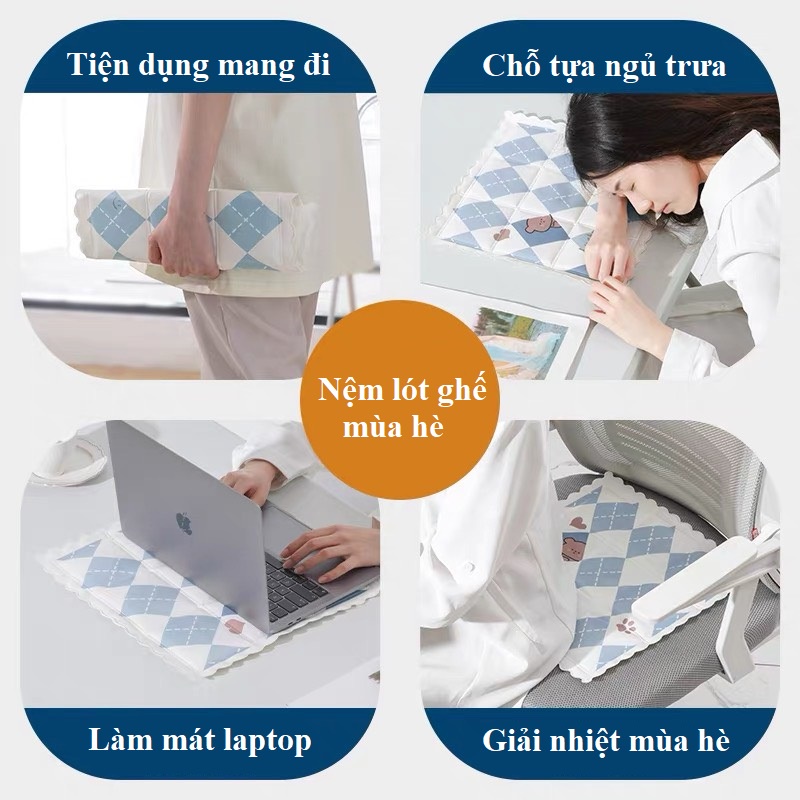 Lót ghế ngồi văn phòng dạng đệm nước hình vuông mát lạnh dễ làm sạch Liminho Shop
