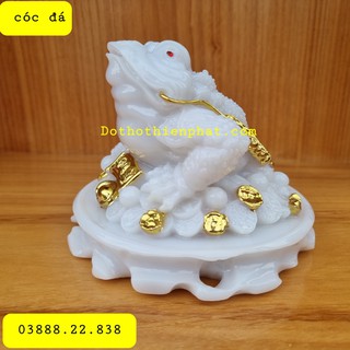 Cóc Đá Ngậm Tiền Phong Thủy Màu Trắng loại 1