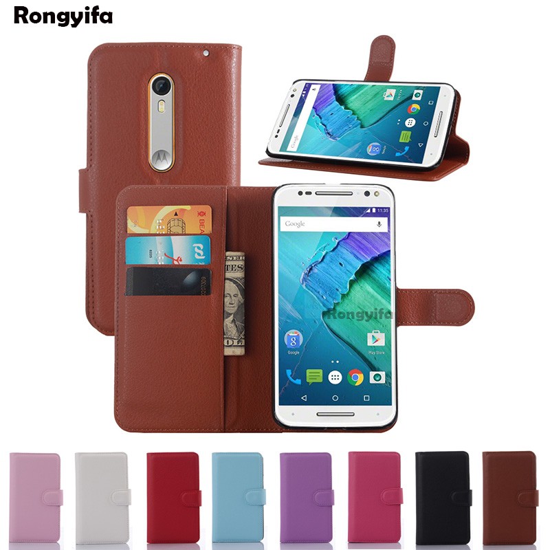 For Motorola Moto X Style / X3 / X2015 Case Litchi Leather Wallet Stand Holder