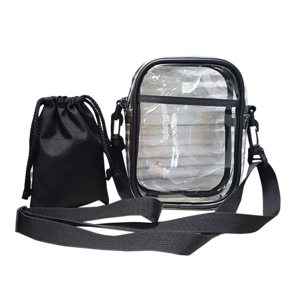 TẾT 2023 TẶNG TÚI RÚT_ Túi đeo chéo nam nữ trong suốt size 20cm, chất nhựa trong suốt, chống thấm 2023